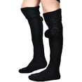 thumbnail image 1 of UJNDER Autumn Winter Knitted Stacked Socks Thigh High Over Knee Wool Breathable Long Tube Stockings For Women Black, 1 of 3