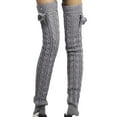 thumbnail image 1 of UJNDER Autumn Winter Knitted Stacked Socks Thigh High Over Knee Wool Breathable Long Tube Stockings For Women Grey, 1 of 4
