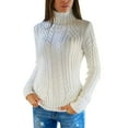 thumbnail image 1 of UJNDER Autumn Winter Regular Turtleneck Long Sleeve Knitted Sweater for Women White M, 1 of 8