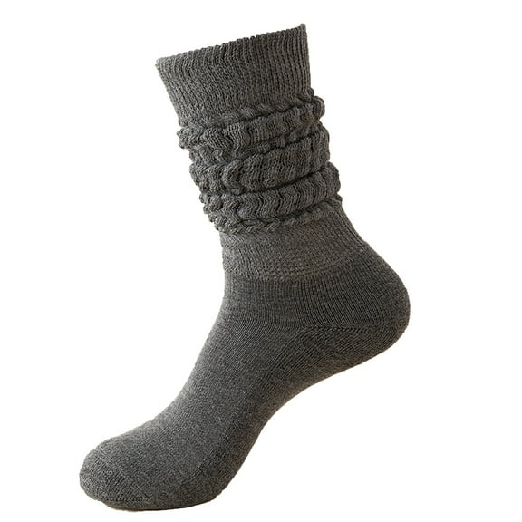 UJNDER Autumn Winter Thigh High Stockings Thick Thread Calf Socks College Style Pilling Dark Gray