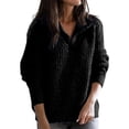 thumbnail image 1 of UJNDER Autumn Winter Zip Up Long Sleeve Knitted Sweater Cardigan for Women Black XXXXL, 1 of 5
