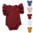 thumbnail image 1 of UJNDER Baby Bodysuit Girl's Short Sleeve Solid Ruffle Romper Bodysuit Clothes,Red,18-24 Months, 1 of 5