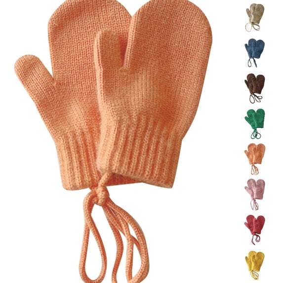 UJNDER Baby Mittens Kid's Winter Solid Color Full‑Finger Mittens, Practical Neck‑Hanging Design for Daily Cold‑Weather Outdoor and Indoor Wear