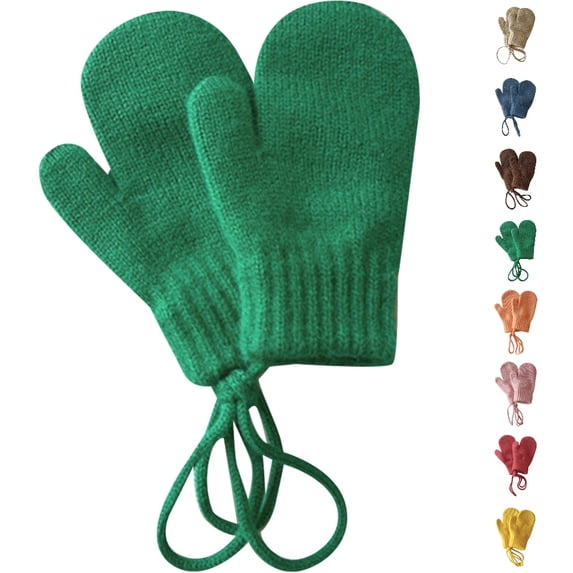 UJNDER Baby Mittens Kid's Winter Solid Color Full‑Finger Mittens, Practical Neck‑Hanging Design for Daily Cold‑Weather Outdoor and Indoor Wear