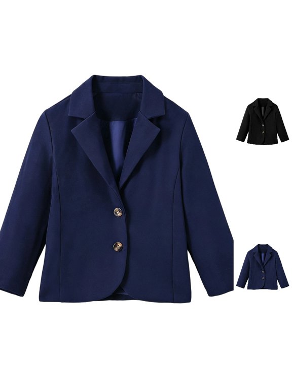 Toddler Jacket Solid Color Casual Smart Suit Coat for Boys and Girls Kids Back-To-School Comfortable Outerwear