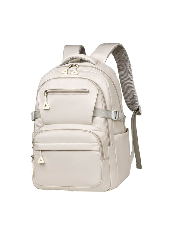Backpack for School Large Capacity Stylish Backpack with Multiple Pockets, Lightweight Waterproof Daypack for Travel and College Bookbag for Girls 01_Beige,One Size