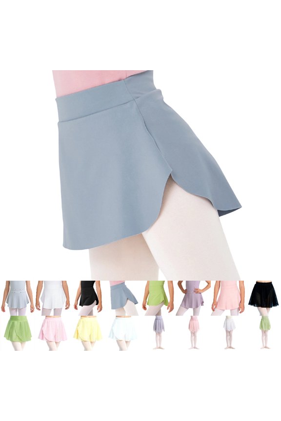 Ballet Skirt Girls Dance Skirt Ballet Practice Wrap Side Slit Elastic Waist Shaping Tutu for Performance and Class Skirts for Girls 02_Grey,4-5 Years