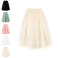 thumbnail image 1 of UJNDER Ballet Skirt Girls Party Dress Flared Skirt Midi Length Formal Occasion Elegant Tutu for Summer Skirts for Girls Beige,5-6 Years, 1 of 6
