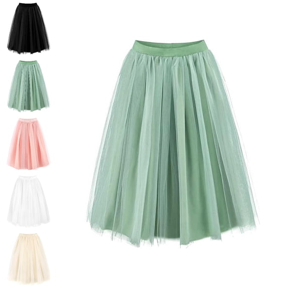 UJNDER Ballet Skirt Girls Party Dress Flared Skirt Midi Length Formal Occasion Elegant Tutu for Summer Skirts for Girls Green,9-10 Years