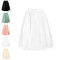 thumbnail image 1 of UJNDER Ballet Skirt Girls Party Dress Flared Skirt Midi Length Formal Occasion Elegant Tutu for Summer Skirts for Girls White,5-6 Years, 1 of 6