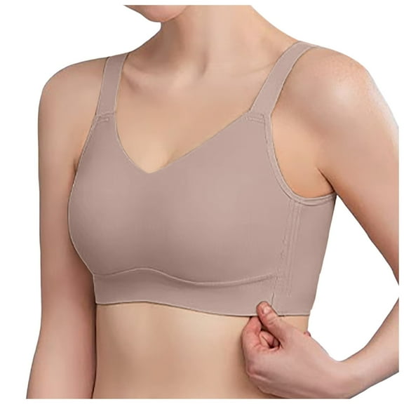 UJNDER Big Breasts Show Small Collection Breast Sagging Thin Traceless Rabbit Ears Bra Underwear for Women Coffee M