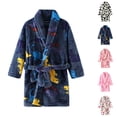 thumbnail image 1 of UJNDER Big Kids Long Sleeve Thick Cartoon Print Hooded Flannel Night Bathrobe Pajamas Cute Home Clothes for Boys Girls 3-11 Y Kids Robes for Girls,Blue,8-9 Years, 1 of 8