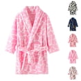 thumbnail image 1 of UJNDER Big Kids Long Sleeve Thick Cartoon Print Hooded Flannel Night Bathrobe Pajamas Cute Home Clothes for Boys Girls 3-11 Y Kids Robes for Girls,Pink,2-3 Years, 1 of 4