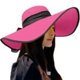 thumbnail image 1 of UJNDER Big Straw Wide Brim Summer Beach Hats for Women Floppy and Foldable Design for Sun Protection Red, 1 of 4