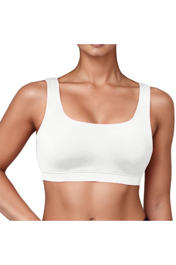 Bikini Tops for Women Sports Bra Style Swim Top with Full Coverage and Comfort Fit for Beach Pool Womens Swimsuit Tops White L