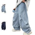 thumbnail image 1 of UJNDER Boy's Cool Feeling Loose Fit Thin Casual Trousers for Big Kids Wear Boys Sweatpants,Blue,7-8 Years, 1 of 9