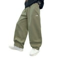 thumbnail image 1 of UJNDER Boy's Solid Color Loose Joggers for Sports Activewear Cargo Sweatpants,Army Green,10-11 Years, 1 of 4