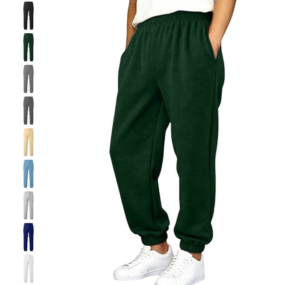 UJNDER Boys Casual Jogger Elastic Waist Pull On Soft Blend Activewear for Kids Boys Athletic Pants,Dark Green,15-16 Years