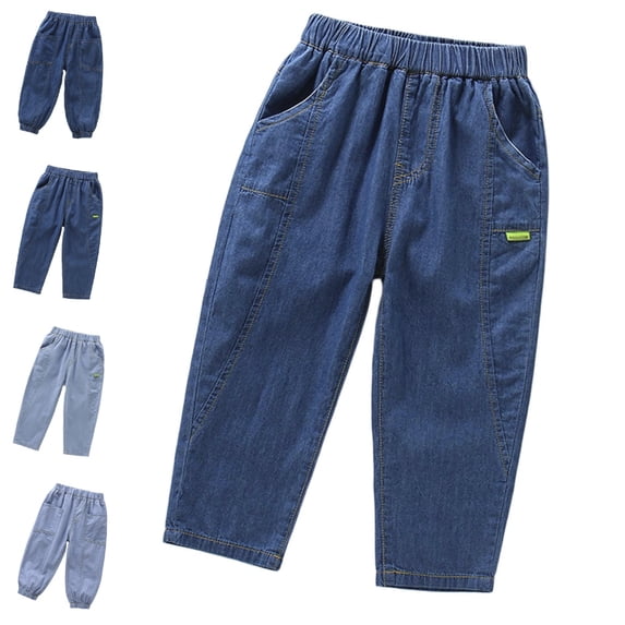 UJNDER Boys Casual Pants for Toddlers and Kids Lightweight Elastic Waist Comfortable Everyday Wear Spring Loose Fit Pure Color Long Trousers Boys Pants,Dark Blue,4-5 Years