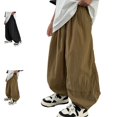 thumbnail image 1 of UJNDER Boys Casual Soft Blend with Elastic Waist Lightweight Breathable Toddler Bottoms Boys Pants,Brown,5-6 Years, 1 of 5