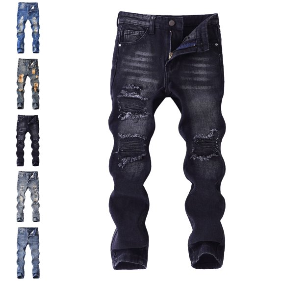 UJNDER Boys Distressed High Street Fashion Casual Long Jeans Comfortable Stretch for Spring Boys Pants,Black_003,7-8 Years