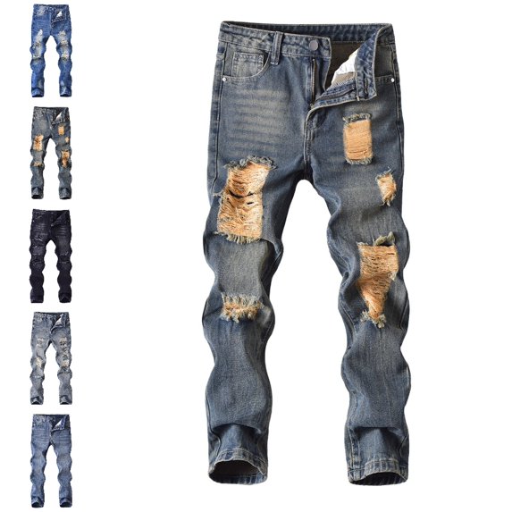 UJNDER Boys Distressed High Street Fashion Casual Long Jeans Comfortable Stretch for Spring Boys Pants,Light Blue_004,11-12 Years