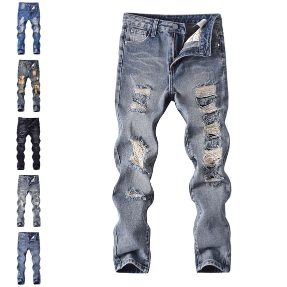 UJNDER Boys Distressed High Street Fashion Casual Long Jeans Comfortable Stretch for Spring Boys Pants,Light Blue_005,7-8 Years