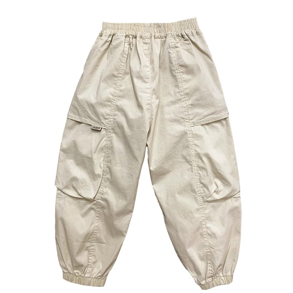 UJNDER Boys High Waist Drawstring Cargo Trousers Loose Fit with Pockets Casual Street Sweatpants Boys Cargo Pants,Khaki,11-12 Years
