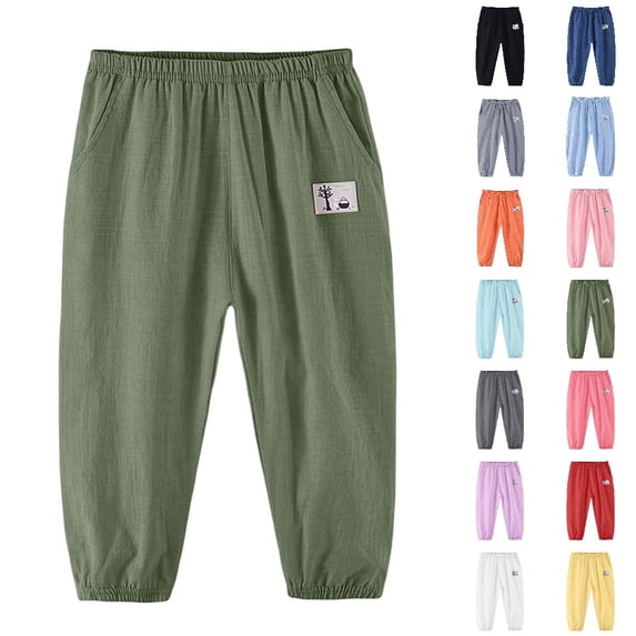 Summer Olouring In UJNDER Boys Pants Summer Lightweight Solid Color Breathable Soft Kids ...