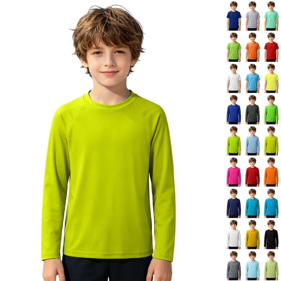 UJNDER Boys Rash Guard Swim Shirt Long Sleeve Solid Color Summer Beach Sun Protection Top Quick-Dry Short Sleeve Swim Top for Kids 3-12Y 01_Light Green1,3-4 Years