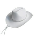 thumbnail image 1 of UJNDER Breathable Western Style Rhinestones Cowboy Hat for Women and Girls with Adjustable Chin Rope White, 1 of 2