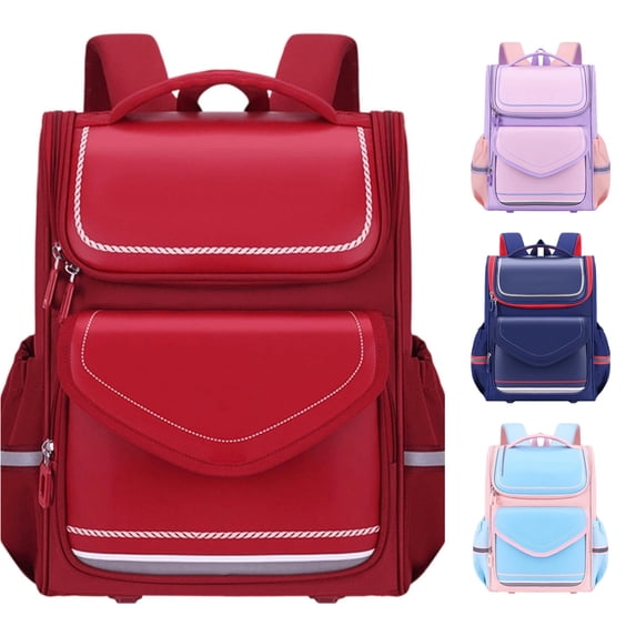 UJNDER British Style Casual Backpack for Primary Students Lightweight Daypack for Boys and Girls with Classic Design Boys School Backpack,01_Red,Large