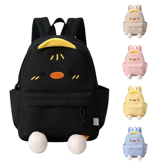 UJNDER Cartoon Chick Backpack for Elementary and Middle School Students Cute Daily Carryall with Comfortable Straps for Commuting Kids School Backpack,01_Black,Mid