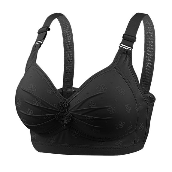 UJNDER Casual Adjustable Breathable Top Bra Underwear No Steel Ring Gathering Adjusting Bras for Women Black 46