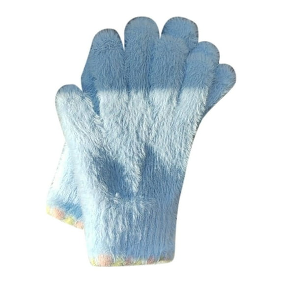 UJNDER Casual Cute Style Touchable Wool Gloves for Women Warm and Comfortable Blue One Size