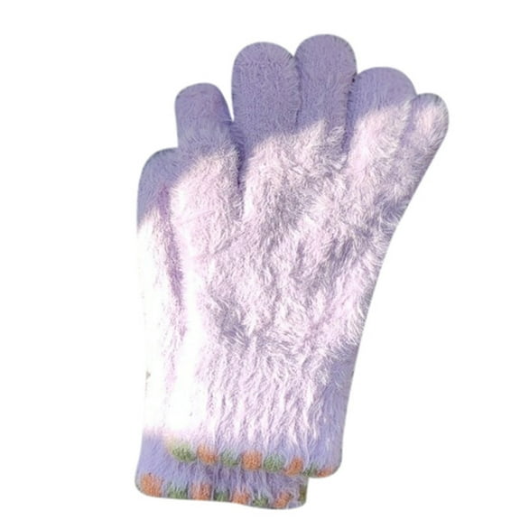 UJNDER Casual Cute Style Touchable Wool Gloves for Women Warm and Comfortable Purple One Size