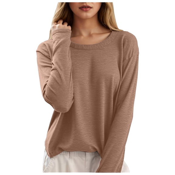 UJNDER Casual Long Sleeve Thermal Top Soft and Cozy Layering Shirt for Comfort and Style Thermal Tops for Women Khaki XL