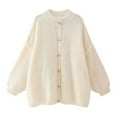 thumbnail image 1 of UJNDER Casual Women's Knit Cardigan Sweater with Metallic Buttons Round Neck Style Stylish Layering Top for Everyday Wear White M, 1 of 3