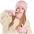 thumbnail image 1 of UJNDER Children Hat Scarf and Glove Set Fashionable Outdoor Baby Warm Three Piece Set for Kids Light Pink, 1 of 4