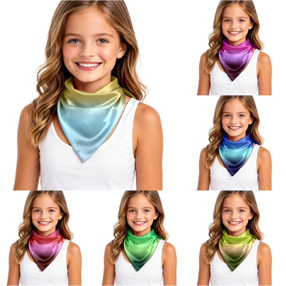 UJNDER Childrens Lightweight Satin Silk-like Scarf with Gradient Tone and Elegant Shawl Design for Everyday Fashion Wear Neck Scarf,05_Dark Purple,One Size