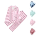 thumbnail image 1 of UJNDER Childrens Striped Print Button Down Lapel Long Sleeve Top and Pants Casual Loungewear Pajama Set for Kids Kids Pajamas,Pink,3-4 Years, 1 of 4