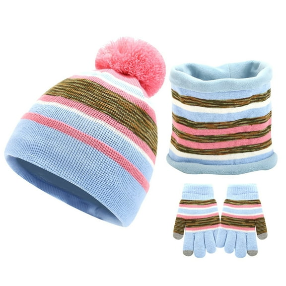 UJNDER Childrens Winter Scarf Set Outdoor Warm Hat Neck and Gloves Blue One Size