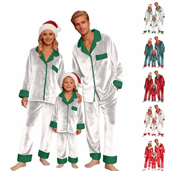 UJNDER Christmas Pajamas for Family Fleece Long Sleeve Cozy Holiday Festive Nightwear Outfit for Mom,02_Green,L