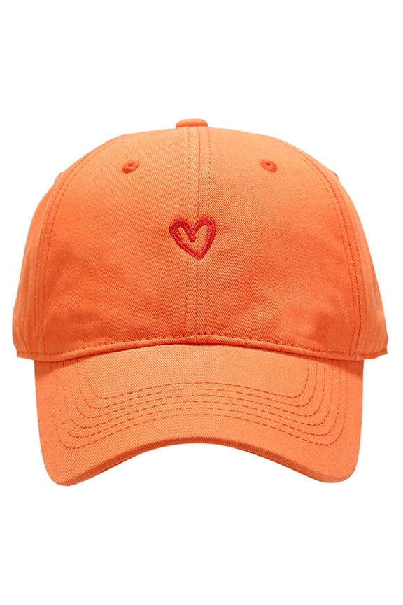 Classic Washed Heart Hat for Men and Women Baseball Cap for Everyday Use Stylish Headwear for Outdoor Activities and Casual Outings Orange