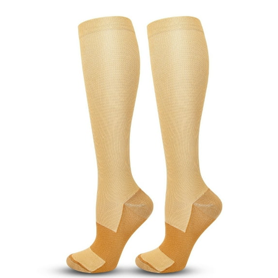 UJNDER Compression Sports Socks For Men Women Calf Support Running Varicose Vein Brown
