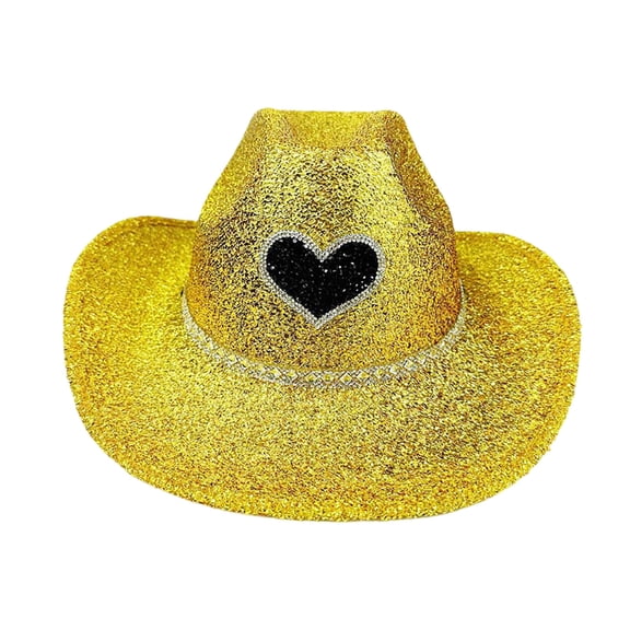 UJNDER Cowboy Hat for Elegant Outfits Wide Brim Shiny Design Ideal for Parties and All Season Wear Cowboy Hat Gold