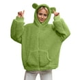 thumbnail image 1 of UJNDER Cozy Jacket with Bear Ears Hood Soft Lambswool Zip Up Casual Outerwear for Autumn Winter Seasons Jackets for Women Green XL, 1 of 5