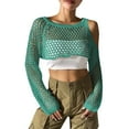 thumbnail image 1 of UJNDER Cropped Ribbed Knit Cardigan Sweater for Women Cutout Detail Fall Wear Green One Size, 1 of 6