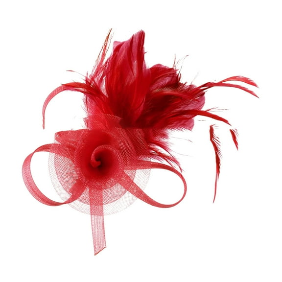 UJNDER Delicate Feather Hairband Elegant Floral Accessories Versatile Headpiece for Parties and Performances Red