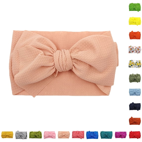 UJNDER Delicate Large Bow Baby Headbands for Girls Soft Elastic Band Comfortable All Day Cute Decorative Headwear Baby Girl Headbands with Bows,02_Rose Gold,One Size